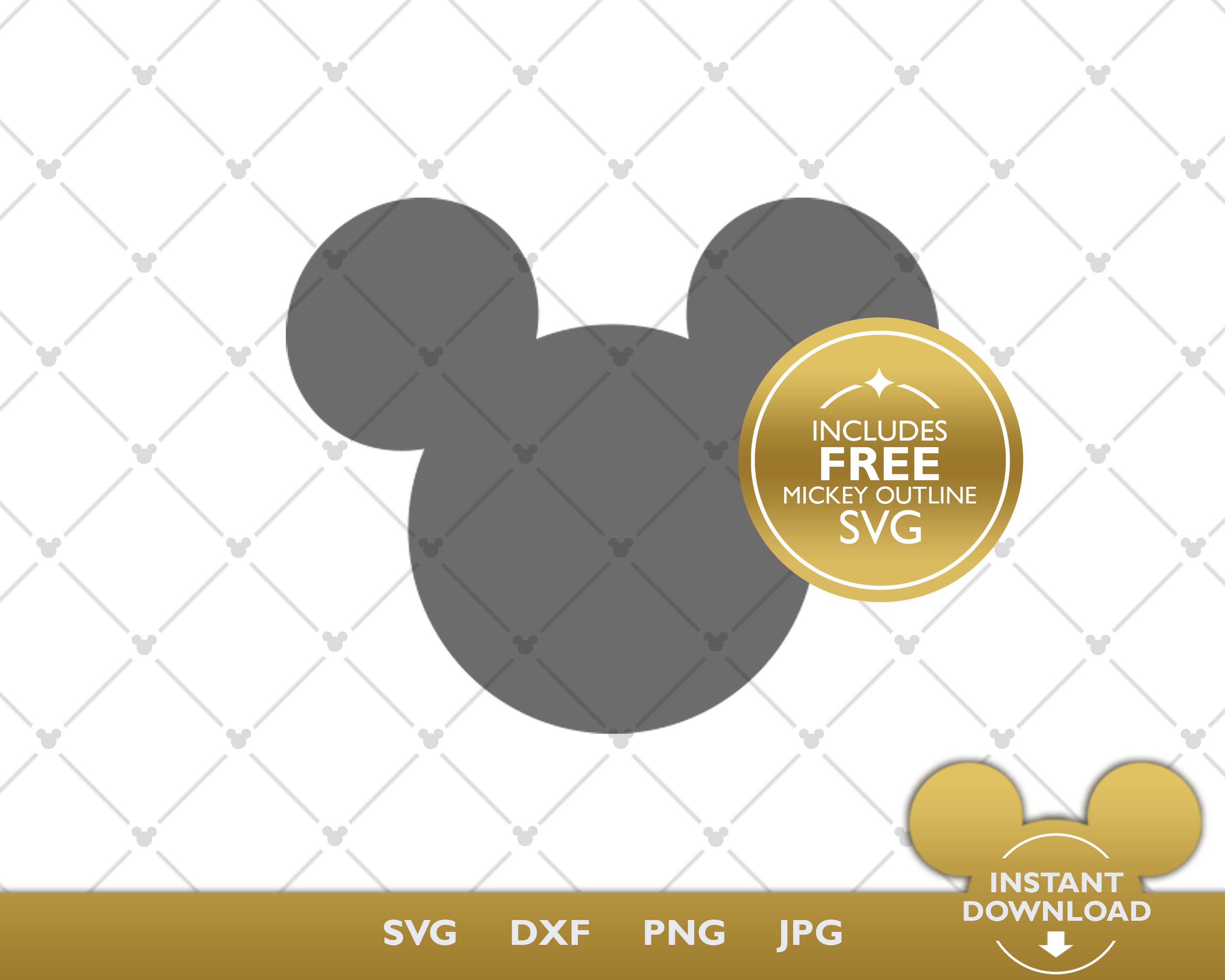 Mickey Mouse head SVG cutting file with FREE Mickey outline | Etsy