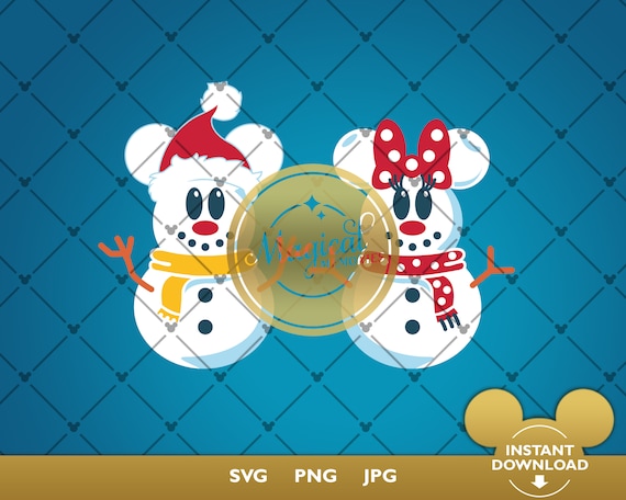 Mickey and Minnie Snowman SVG - Christmas SVG