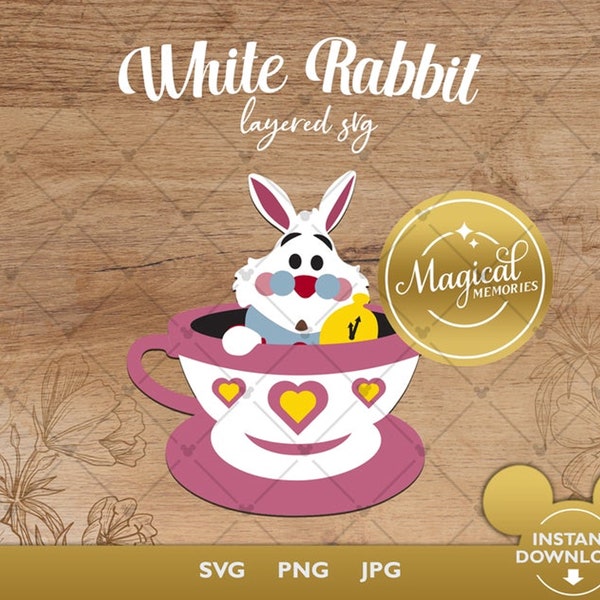 Alice in Wonderland SVG-wit konijn SVG-Pasen SVG