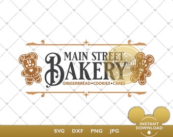 Mickey & Minnie Gingerbread SVG Main Street Bakery Sign