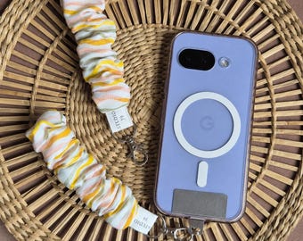 Scrunchie Wristlet with Phone Tether | Anti Drop Phone Strap | Anti Theft Wrist Lanyard | Cute Hands Free Phone Holder
