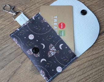 Faux Leather Card Wallet with Lobster Claw Clip – Gift Card Wallet. Slim Card Holder, Keychain Wallet. Travel Card Holder. Gift for teen