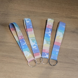 Llavero de tela de algodón con forma de unicornio arcoíris, llavero de tela de algodón, llavero con forma de mini cordón, regalo único para adolescentes y jóvenes, hecho a mano