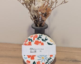 Discos faciales reutilizables de algodón 100% con estampado floral (paquete de 5) / Discos desmaquillantes ecológicos / Toallitas faciales lavables / Cuidado de la piel sin residuos / Hechos a mano