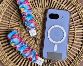 Scrunchie Wristlet with Phone Tether | Anti Drop Phone Strap | Anti Theft Wrist Lanyard | Cute Hands Free Phone Holder