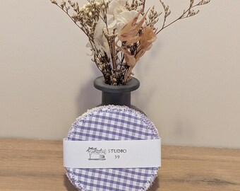 Conjunto de 5 Discos de Limpeza Facial Reutilizáveis em Algodão 100% com Estampa Vichy | Discos Removedores de Maquiagem Ecológicos | Lenços Faciais Laváveis | Presente Ideal para Presentear | Zero Desperdício