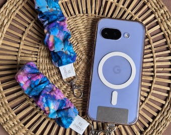 Scrunchie Wristlet with Phone Tether | Anti Drop Phone Strap | Anti Theft Wrist Lanyard | Cute Hands Free Phone Holder