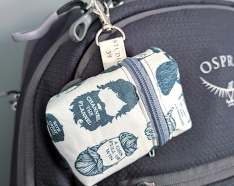Movember Beard Mini Zipper Pouch with Clip | Small Accessory Case for AirPods, Hearing Aids, Lip Balm, Cables & More. Earphones Case.