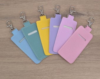 Pastel Faux Leather Lip Balm Holder: Keychain Chapstick Case. Lipstick Holder. Lanyard accessory. Bag charms