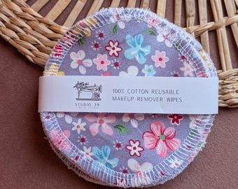 Discos faciales reutilizables de algodón (juego de 5) / Discos desmaquillantes ecológicos / Toallitas faciales lavables / Cuidado de la piel sin residuos / Hechos a mano
