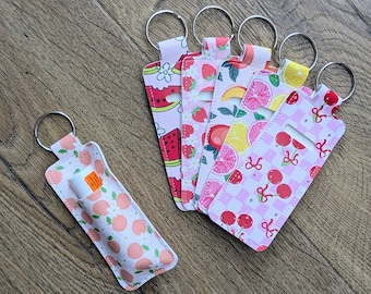 Fruity Faux Leather Lip Balm Holder | Lipstick Holder | Keychain for Bags & Belts | Cute Chapstick Case. Bag Accessories