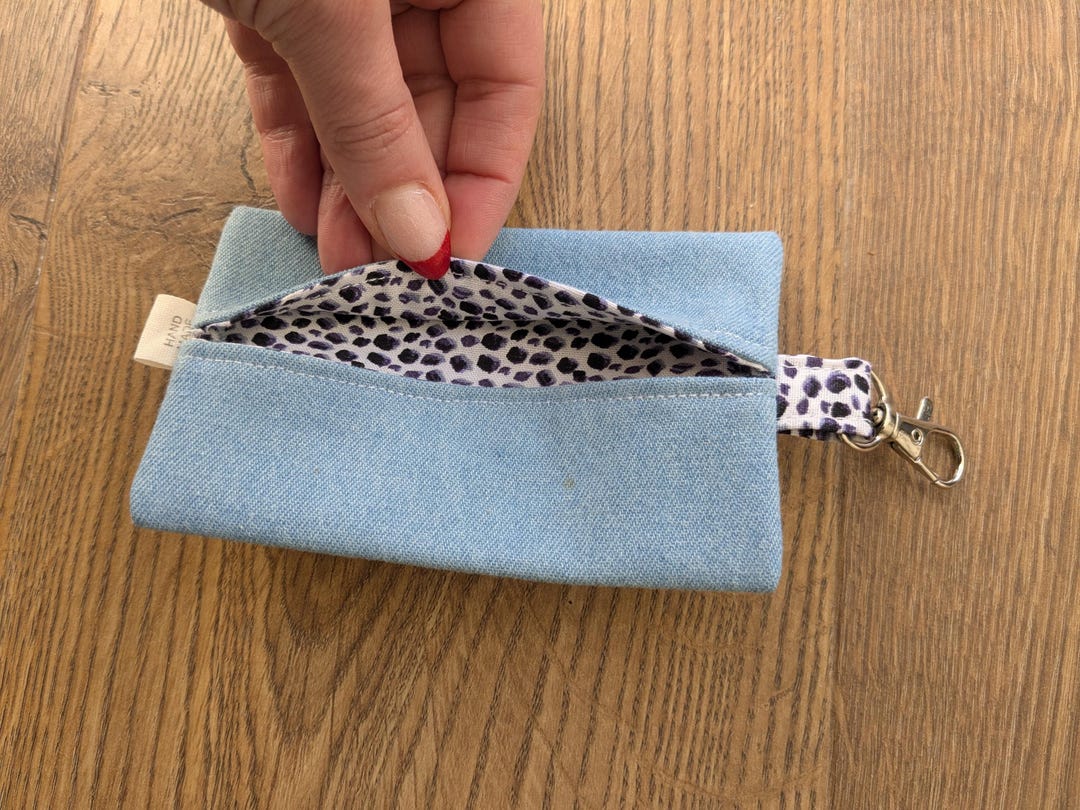 Denim Tissue Pouch Keychain: Spot Lined Keyring Accessory. Travel Pouch ...