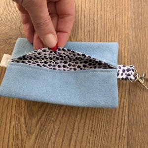 Denim Tissue Pouch Keychain: Spot Lined Keyring Accessory