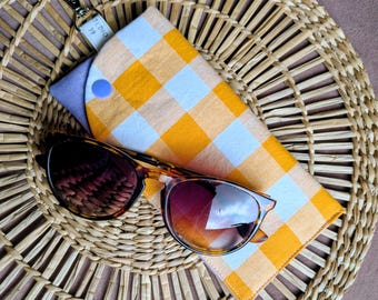Bold Gingham Sunglasses Case with Clip | Glasses case | Travel Sunglasses Pouch | Secure Glasses Protector