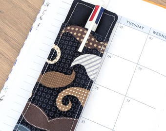 Marcapáginas elástico para diario A5 - Diseño de bigote. Accesorios para diario. Regalo hecho a mano.
