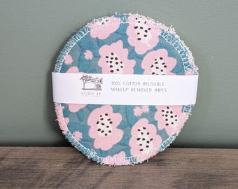 Set de 5 discos faciales reutilizables 100% algodón / Discos desmaquillantes ecológicos / Toallitas faciales lavables / Cuidado de la piel sin residuos / Hecho a mano
