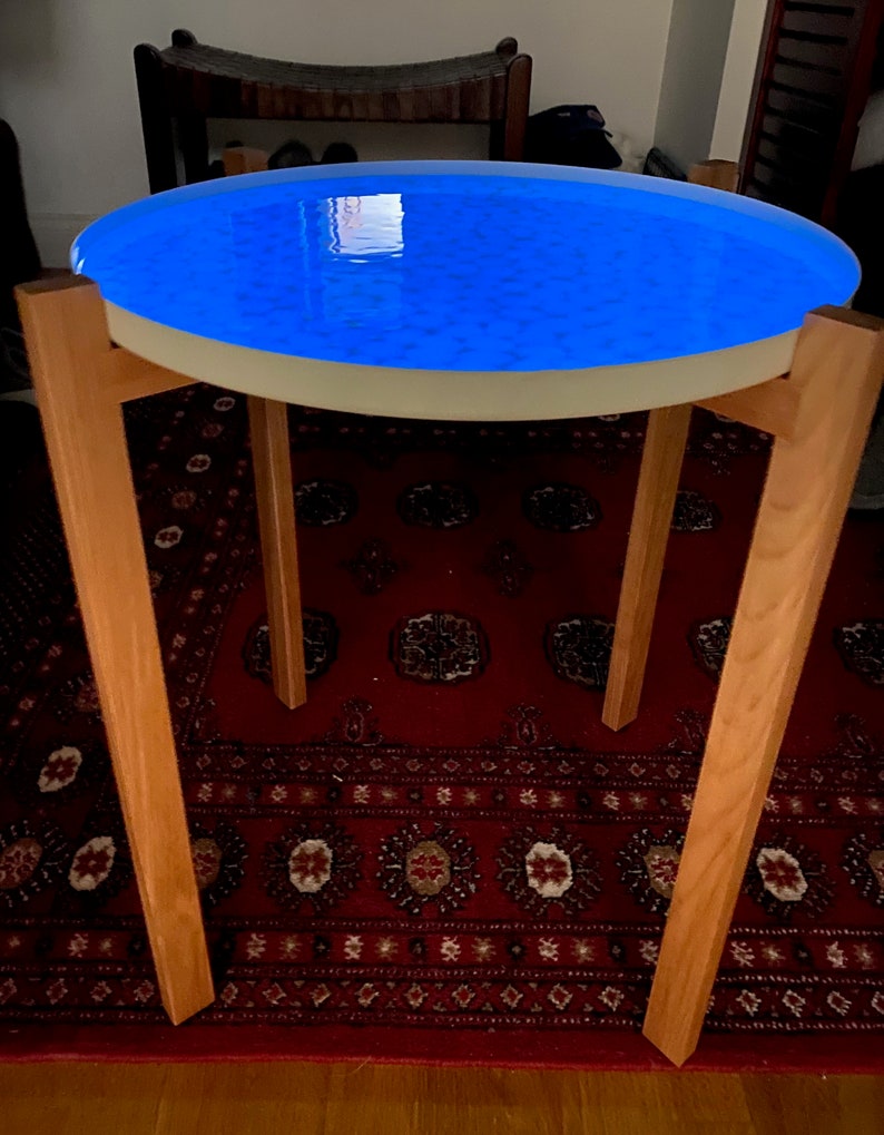 glow in the dark epoxy wood table