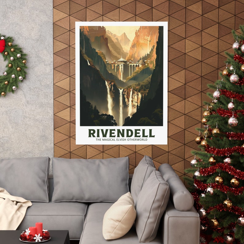 Rivendell Travel Poster Lord of the Rings and Hobbit Magical Elvish ...