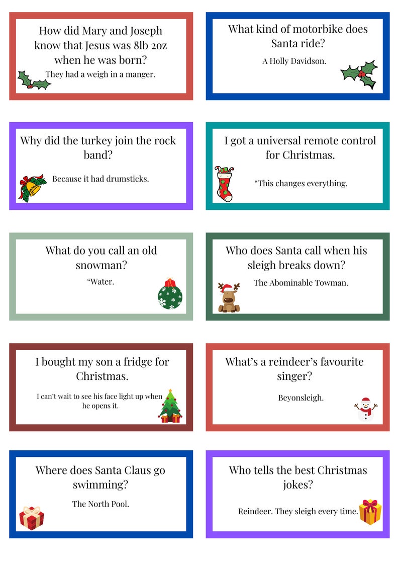Christmas Cracker Jokes and Bucket List Digital Download Multicoloured