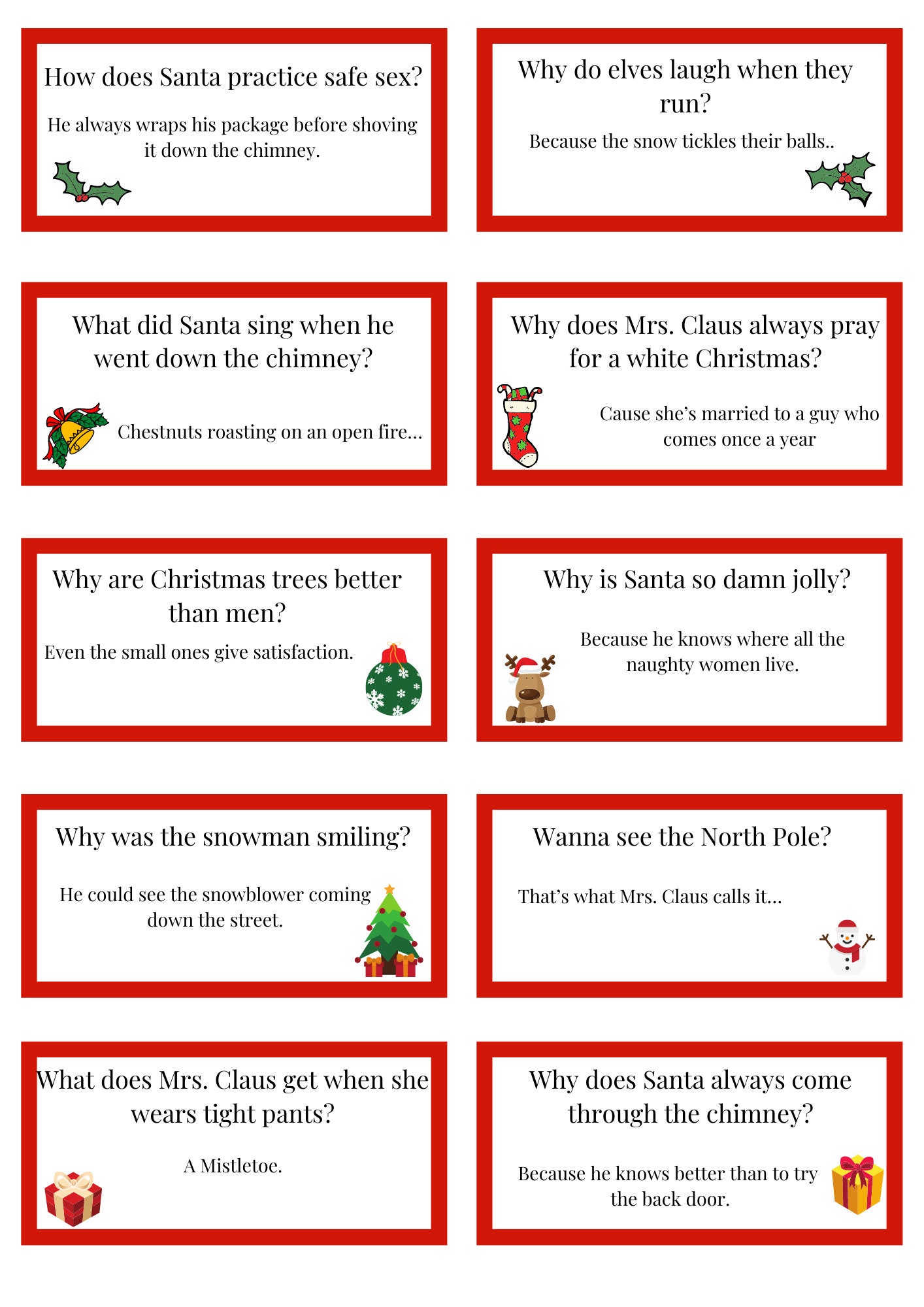 Naughty Dirty Christmas Cracker Jokes and Bucket List Digital Download