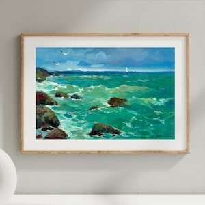 PINTURA ORIGINAL, pintura moderna, pintura al óleo, impresionismo, paisaje, paisaje marino, Orilla del mar, artista Yu. suprunchuk