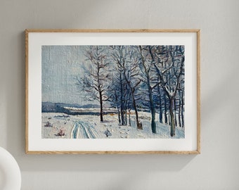 ORIGINAL PAINTING, vintage realism, oil painting, impressionism, landscape, Winter day, artist V. Oleinik