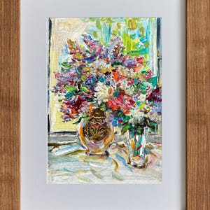 PINTURA ORIGINAL, pintura al óleo, impresionismo, paisaje, bodegón, ramo de flores, artista V. Gvozdinsky