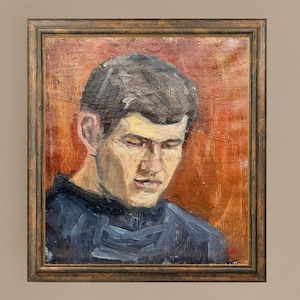 VINTAGE ORIGINAL PAINTING, oil painting, socialist realism, portrait, male portrait, Man, artist A. Zhegunov