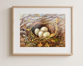 【P0号】【油彩】nest 原画 油絵 oilpainting ORIGINAL PAINTING, Vintage Realism, Oil Painting, Impressionism