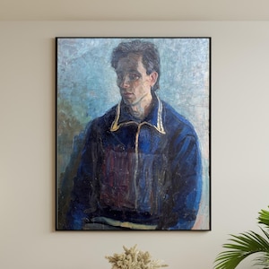 PINTURA VINTAGE, pintura al óleo, realismo vintage, realismo socialista, retrato, retrato masculino, hombre, artista S. Antonyuk