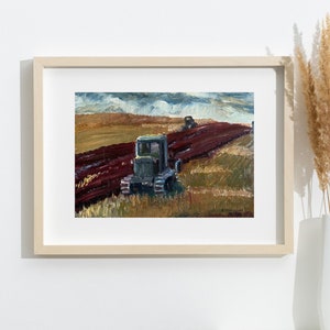 ORIGINAL PAINTING, vintage realism, oil painting, impressionism, landscape, Harvest, artist B. Romanyuk