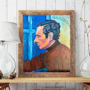 VINTAGE PAINTING, oil painting, vintage realism, socialist realism, portrait, male portrait, Man, artist O. Guristyuk