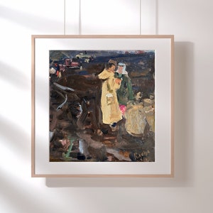 PINTURA ORIGINAL VINTAGE, realismo socialista, impressionismo, paisagem, vida rural, gênero, Semeando o campo, artista I. Klets