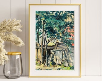 ORIGINAL PAINTING, vintage realism, oil painting, urban landscape, landscape, In the yard, artist V. Oleinik