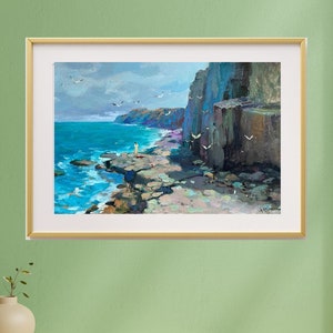 Origineel olieverfschilderij, cadeau voor haar, Oekraïense schilderkunst, vintage, kunst aan de muur, zeegezicht, Rust aan de kust, kunstenaar Y. Suprunchuk
