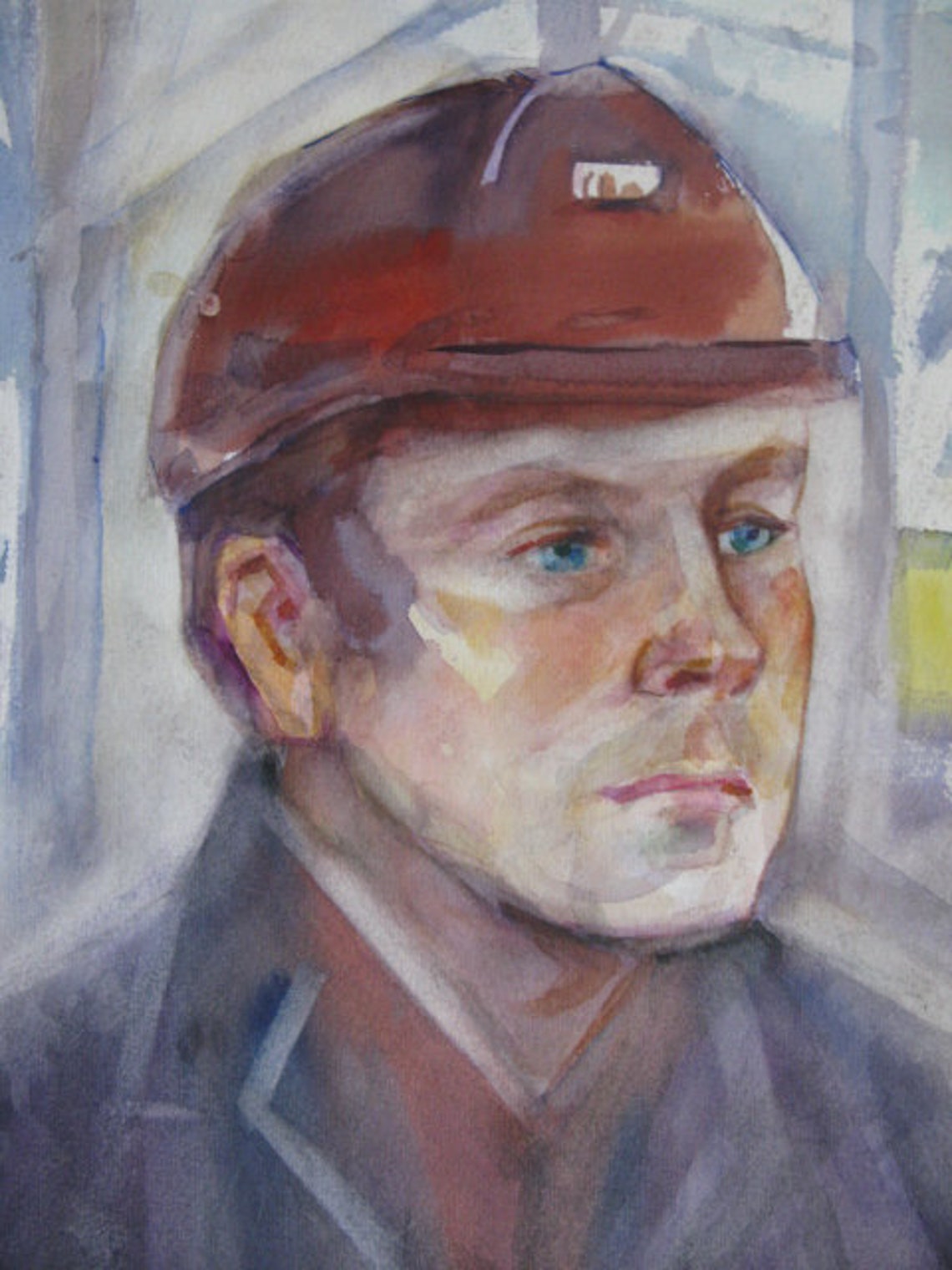 ORIGINAL VINTAGE PAINTING Whatman Paper Watercolor Portrait Etsy