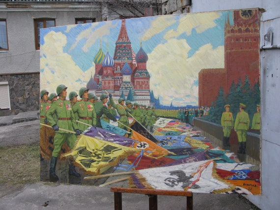 ヴィンテージオリジナル絵画、社会主義リアリズム、ジャンル、勝利