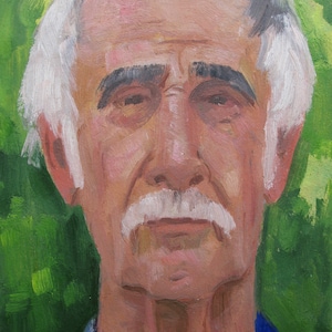 PINTURA ORIGINAL VINTAGE, pintura al óleo, realismo socialista, género, retrato, retrato masculino, Retrato de un anciano, 1984, artista A.Rozbitsky