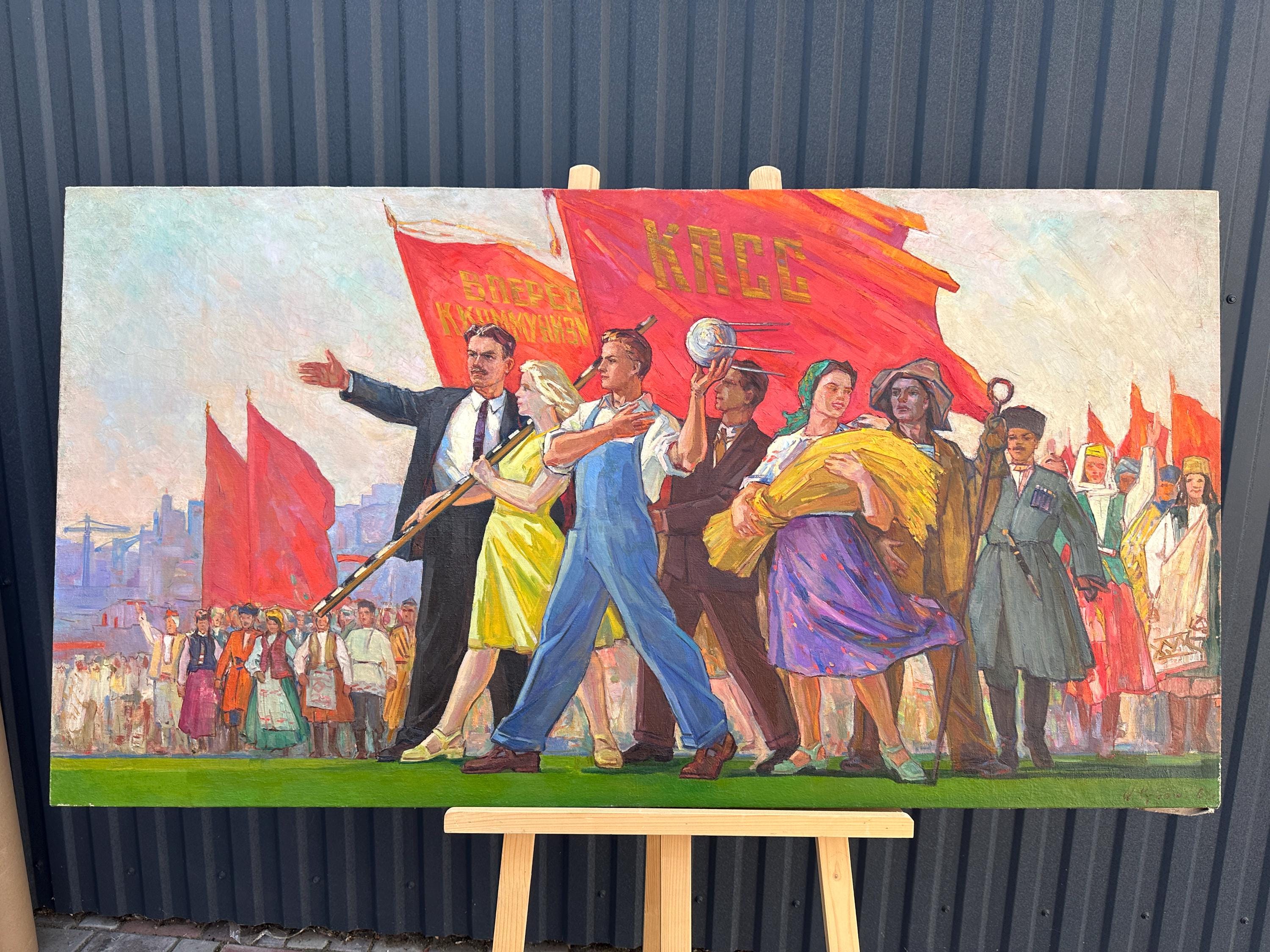 VINTAGE ORIGINAL PAINTING, Vintage Realism, Socialist Realism