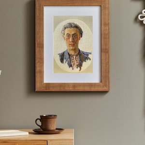 VINTAGE PAINTING, oil painting, vintage realism, socialist realism, portrait, male portrait, Man, artist D. Gribok
