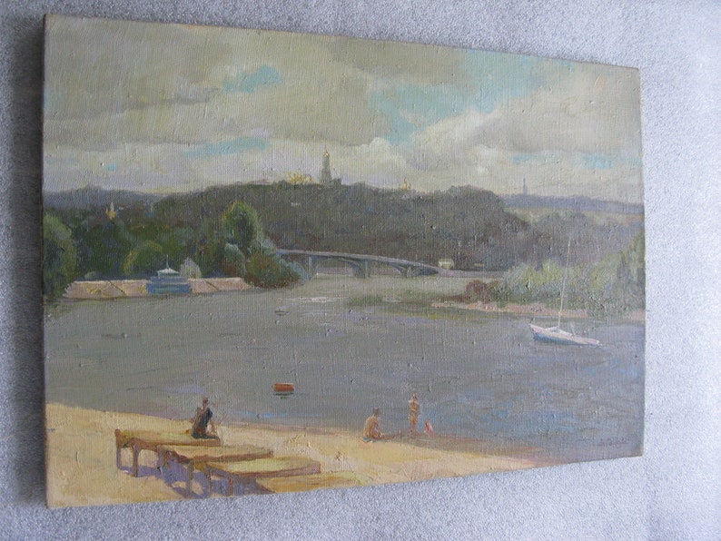 Ukrainian artist V 2010 oil on canvas Beach Samchuk ORIGINAL PAINTING vintage painting contemporary painting landscape genre