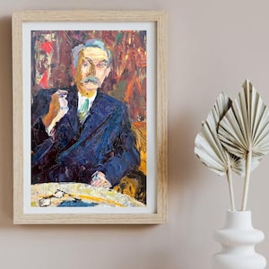 PINTURA VINTAGE, pintura al óleo, realismo vintage, realismo socialista, retrato de un hombre, Hombre, artista V. Nesterov