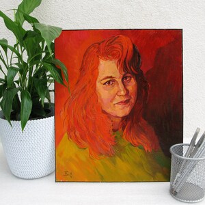 VINTAGE ORIGINAL PAINTING, oil painting, home decor, modern painting, portrait, female portrait, Young girl, 1993, artist V. Savenets