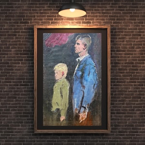 VINTAGE PAINTING, oil painting, vintage realism, socialist realism, portrait, portrait, male portrait, Friends, artist D. Gribok
