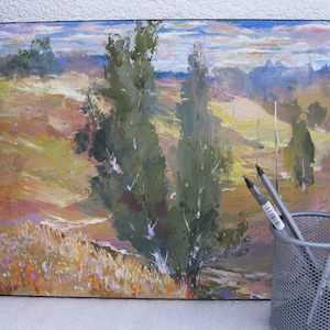 PINTURA ORIGINAL VINTAGE, pintura a óleo, realismo, pintura vintage, realismo social, paisagem, Verão, Polissya, 1995, B. Portnoy