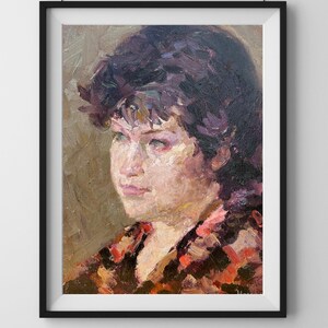 PINTURA VINTAGE, pintura al óleo, realismo vintage, realismo socialista, retrato, retrato femenino, Retrato de una mujer, artista A. Isaev