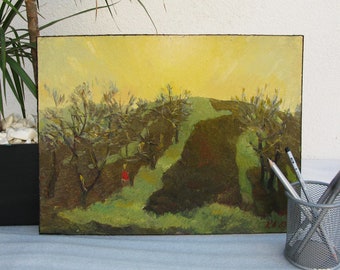 VINTAGE ORIGINAL PAINTING, oil painting, vintage realism, socialist realism, impressionism, landscape, Spring sun, 1983, artist K. Litvin