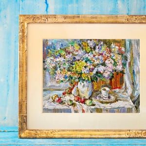 PINTURA ORIGINAL, pintura al óleo, impresionismo, paisaje, bodegón, ramo de flores, artista V. Gvozdinsky