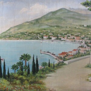 VINTAGE ORIGINAL PAINTING, socialist realism, landscape, Yalta, oil on canvas, painted in the 1970s by a Ukrainian artist