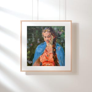 VINTAGE SCHILDERIJ, olieverfschilderij, vintage realisme, socialistisch realisme, portret, vrouwelijk portret, portret van een jong meisje, kunstenaar D. Gribok
